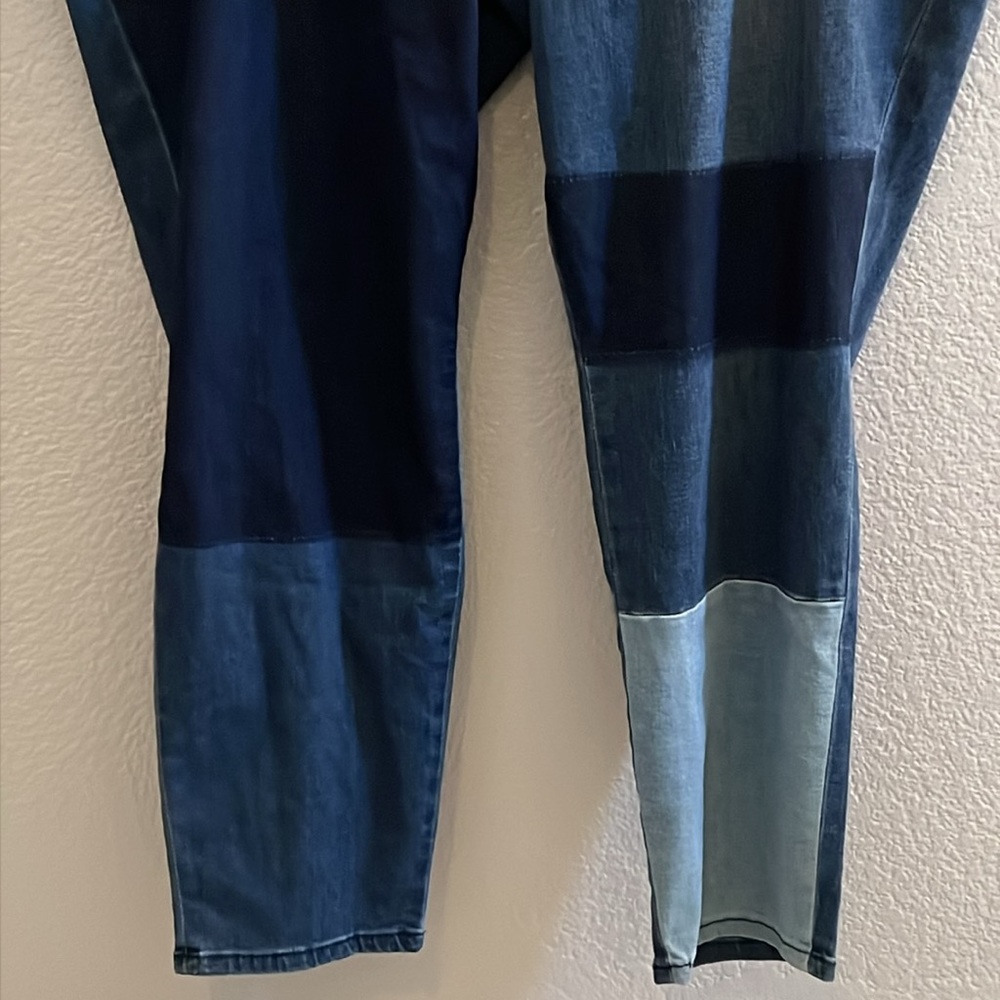 Eloquii Shadow Patch Skinny Jeans Patchwork Wash … - image 4